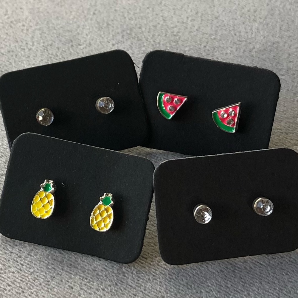 Set of 4 ~ Earrings ~ Fun Fruit Studs